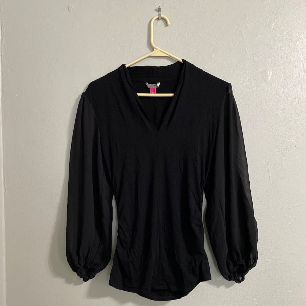 Vince Camuto Black Blouse with Sheer sleeves